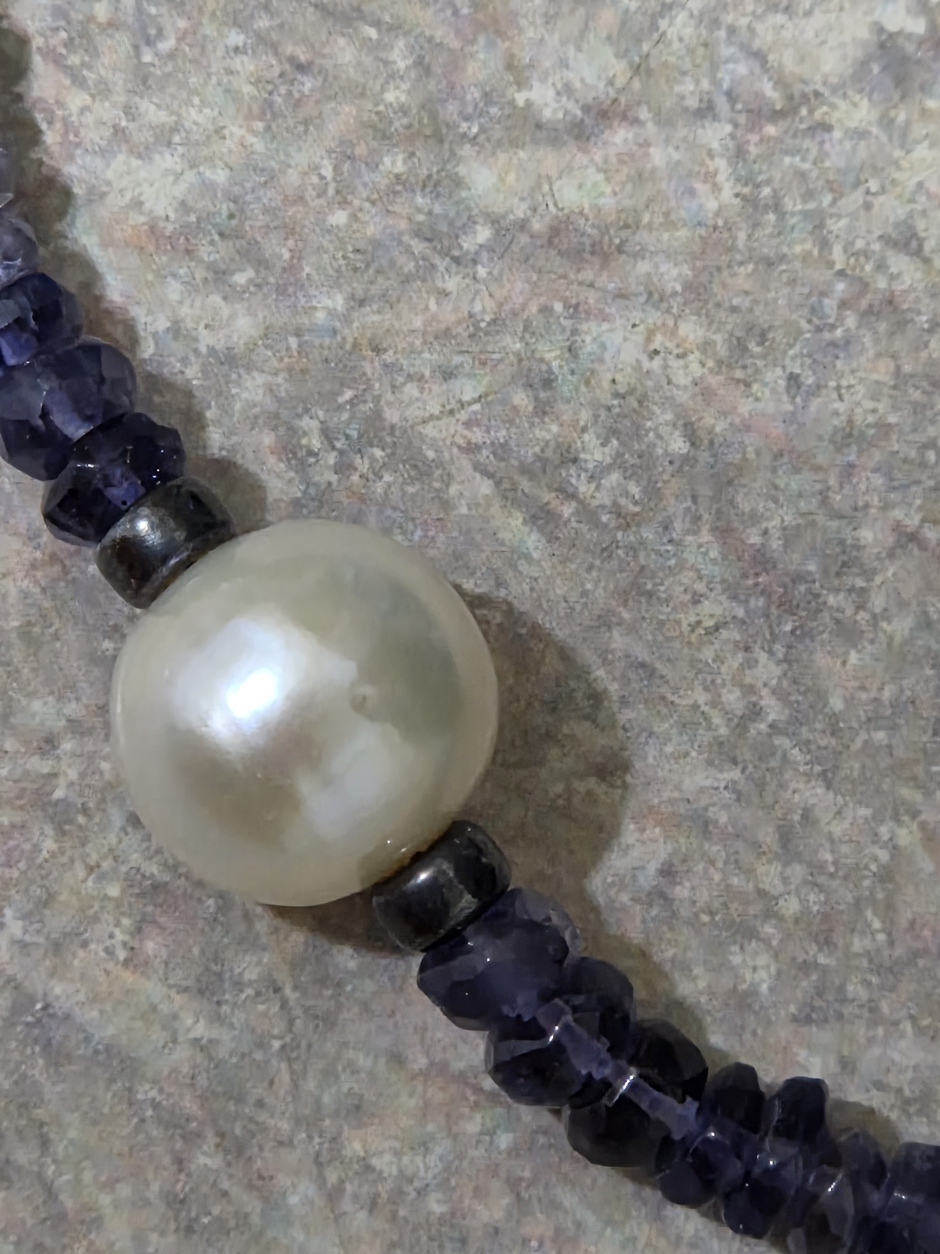 Genuine Untreated Tanzanite Necklace With 12mm Pearl, Sterling Silver 925
